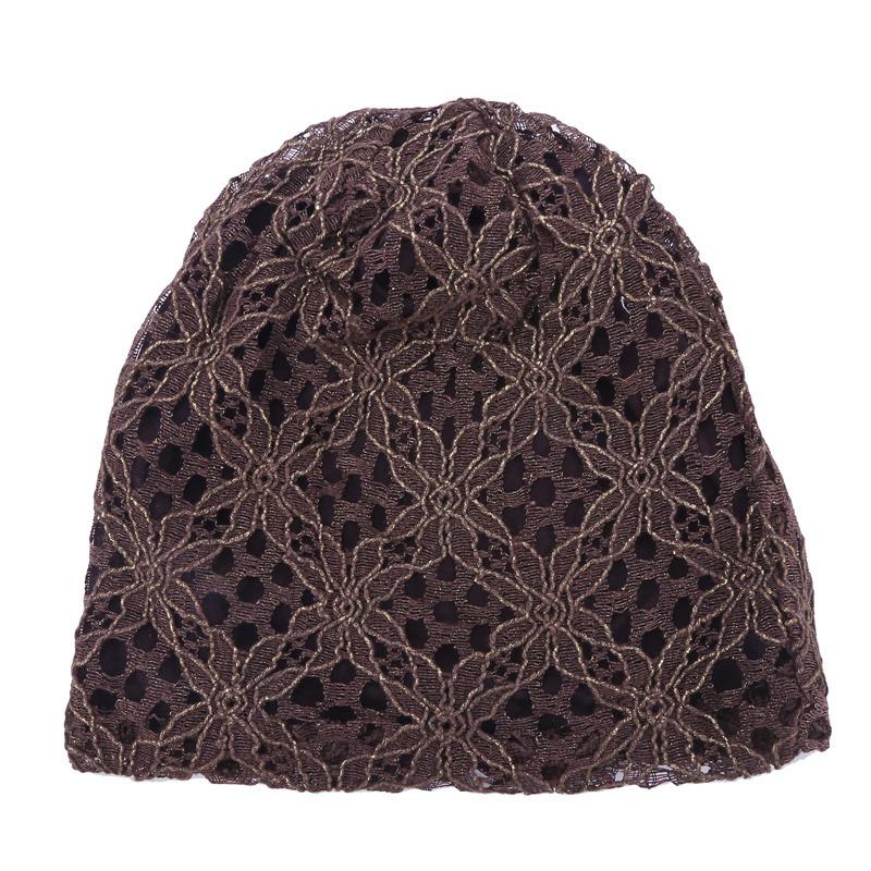 

Женская весенне-осенняя дышащая шапка-бини Элегантная кружевная ажурная шапка One Size