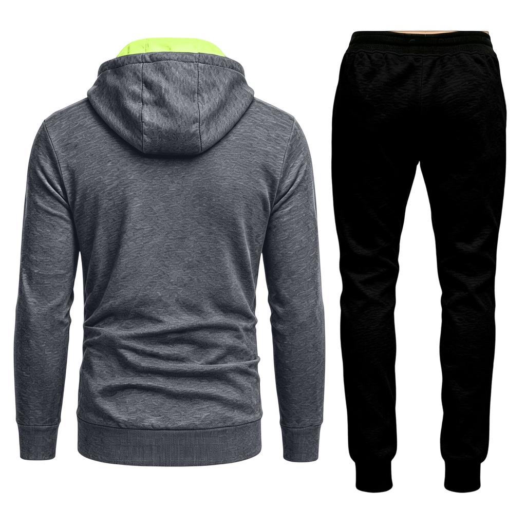 Men's Lined Zip Up Hoodie Tracksuit Set, Long Sleeve Sweatshirt and Pants for Outdoor Sports and Training