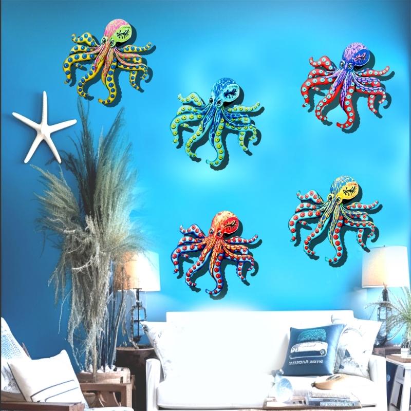 Iron Octopus Wall Decor Artwork for Courtyard Balcony Wall Layouts Landscaping