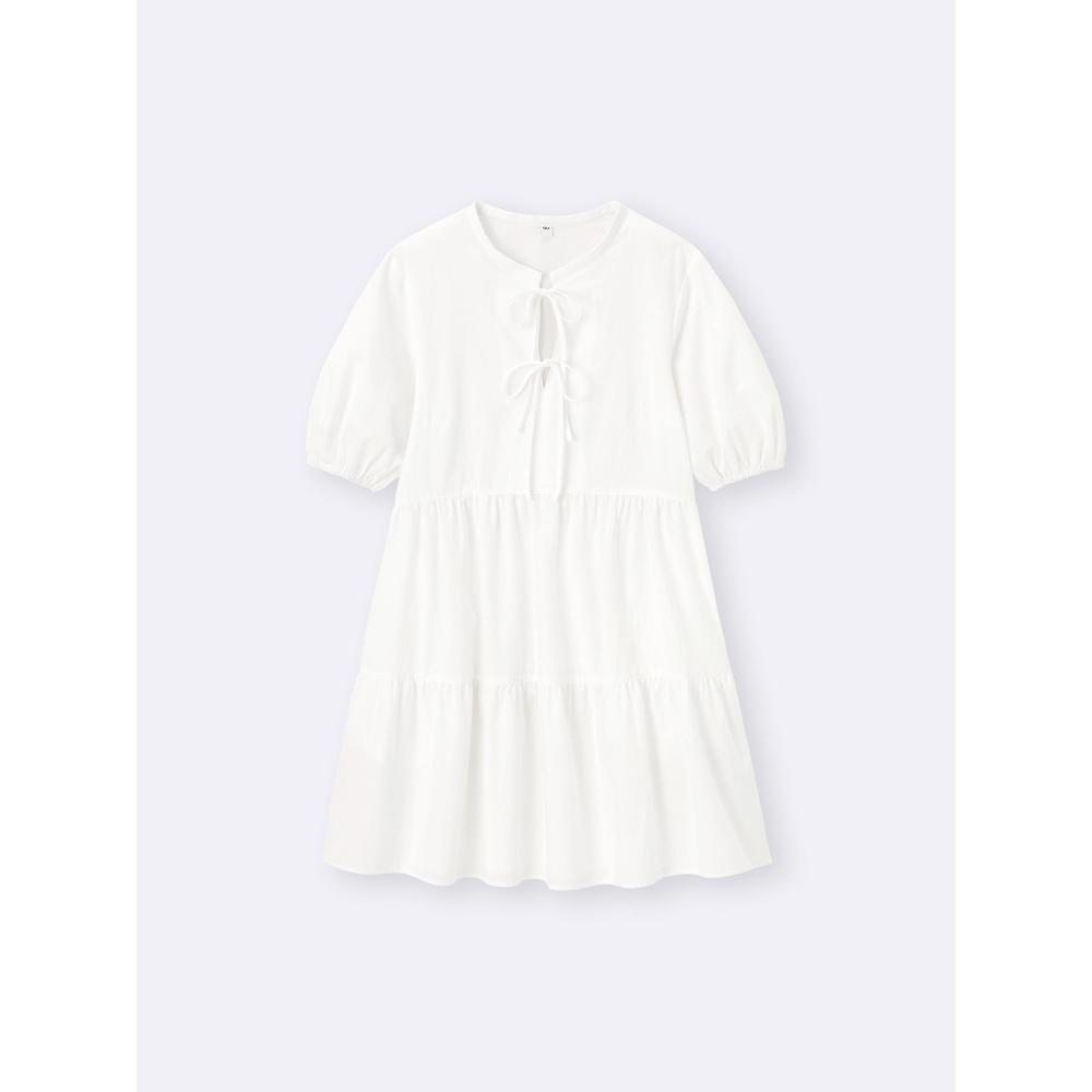 GU by Uniqlo Cotton Tiered Mini Dress  5 Minute Sleeve 