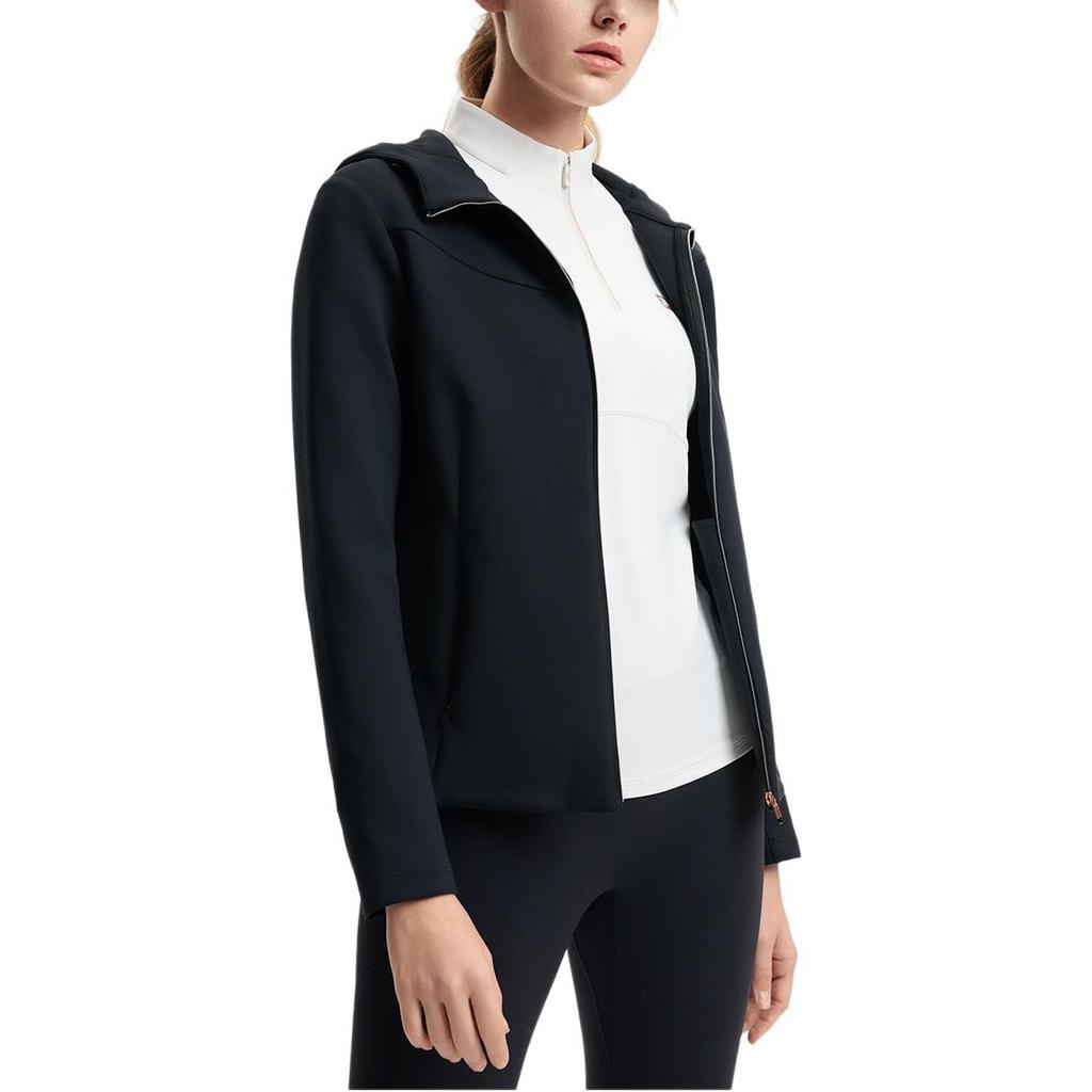 Fila Fitness Knitted Hooded Comfortable Long Sleeve Jacket Women Jackets Deep-Black A11W511503F-BK