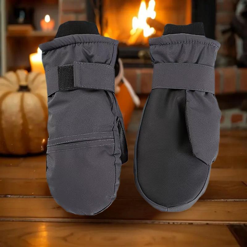 Pair of Thermal Skiing Gloves, Fleece Lined, High Cuff for Cold Weather Mountaineering