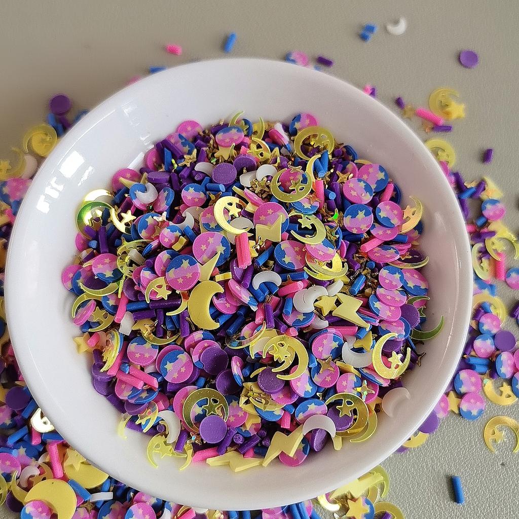 Moon Star Sky Themed Polymer Clay Slices for DIy Crafts 1KG Soft Clay Sprinkles for Nail Art DIY Crafts Phone Case Card Filler