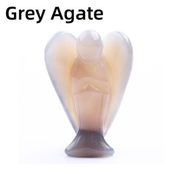 Statue d'ange de 1,5 pouce en pierre sculptée en cristal de jade naturel, statue de guérison Reiki, décoration de la maison, pièces de sculpture d'ange en cristal, cadeaux artisanaux