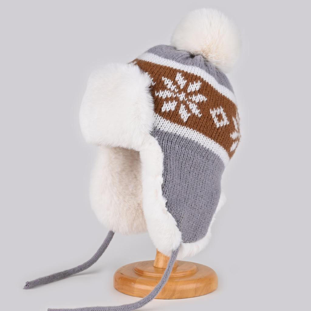 Fair Island Plush Knitted Hat Women's Autumn and Winter Warm Ear Protection Hat Cute Thickened Cold Wool Hat