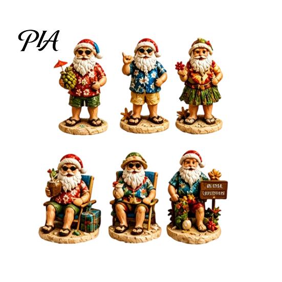 Summer Beach Santa Claus 2026 Advent Calendar, 24-Day Acrylic Ornament Set with Style Surfing Figures, Tropical Christmas Tree Hanging Decor,