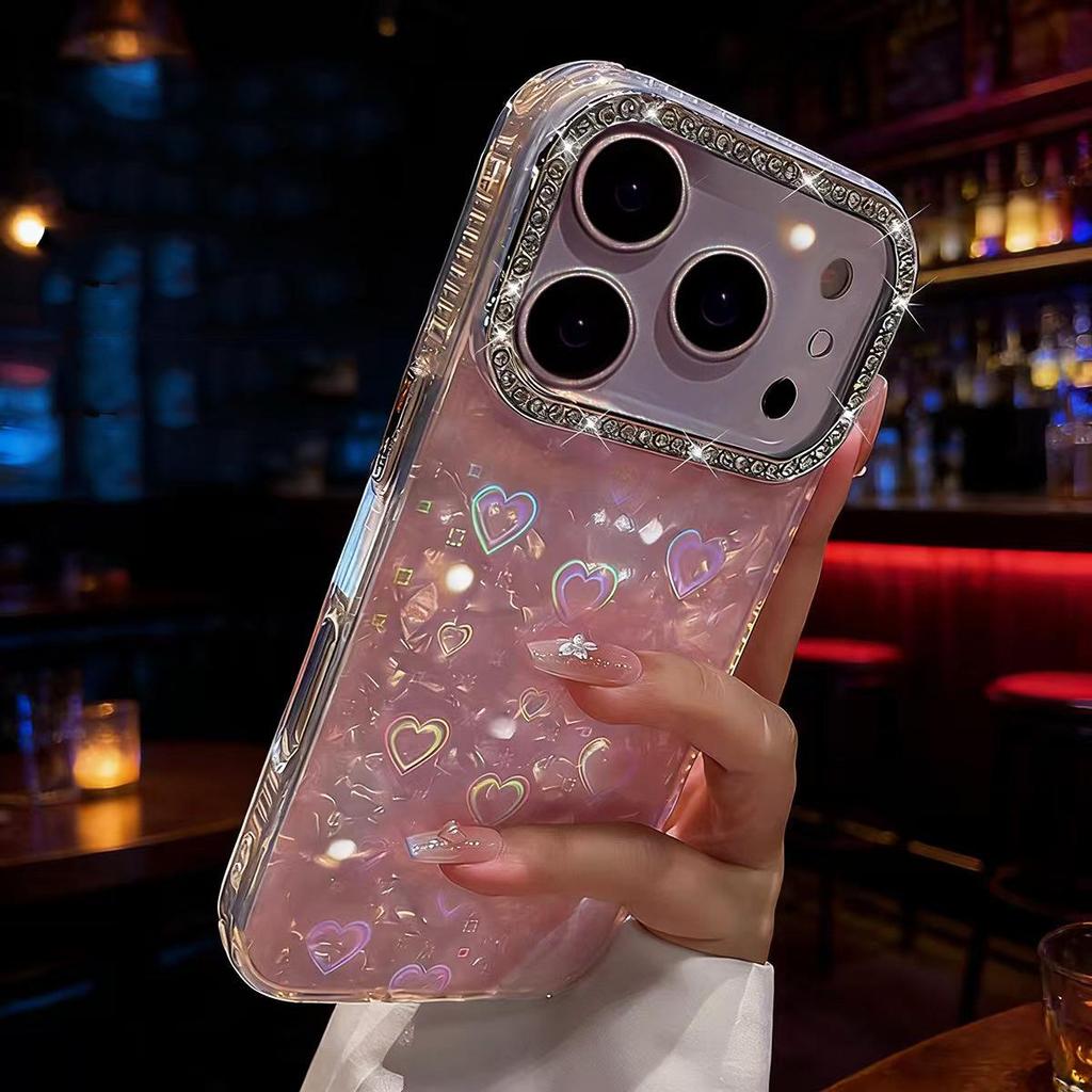 3D Rhinestone Heart Shell Case for iPhone 17 Pro Max/16/15/14/13