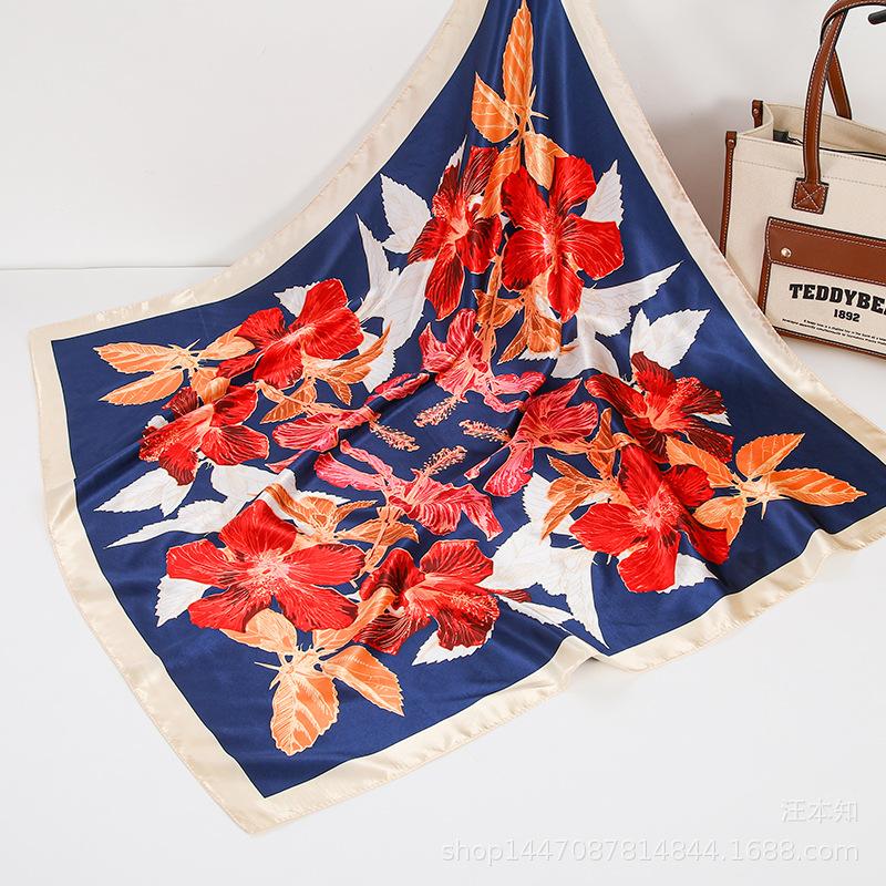 

Весна/лето Новый женский шелковый шарф 90 * 90 см Имитация шелкового твила квадратный шарф Модный принт большой квадратный шарф профессиональный шарф 90-90cm