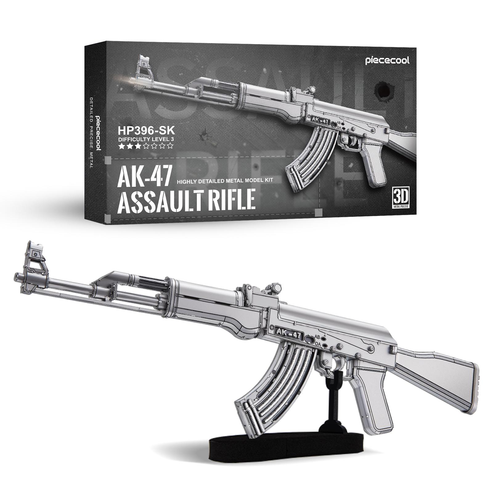 Piececool Educational DIY Rifle AK-47 Assault Rifle 3D Metal Puzzle Model Toy Craft Kits for Kids серебряный