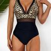Leopardenmuster Mesh Rückenfrei Sexy Einteiler Bikini Badeanzug Mode Elegant Strandurlaub Badebekleidung