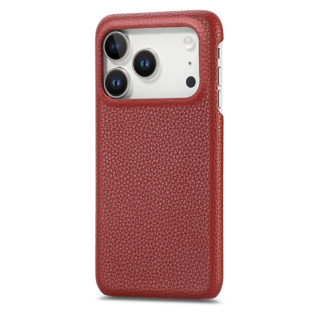 For iPhone 17 Pro Max Case Litchi Texture Leather Coated PC Mobile Back Cover
