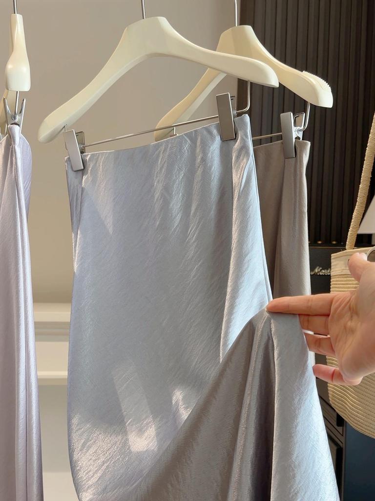 Schicker fließender Satin-Meerjungfrauenrock - Damen Frühling Schlankmachender Hüftbetonter Stil
