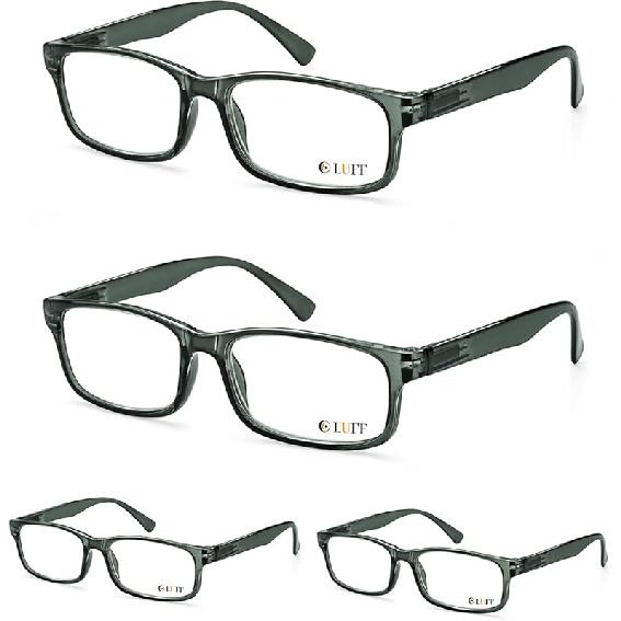 LUFF Unbreakable Reading Glasses for Women,4PCS Blue Light Blocking Reading Glasses Men,Comfortable Spring Hinge Readers 4.0 x темно-зеленого