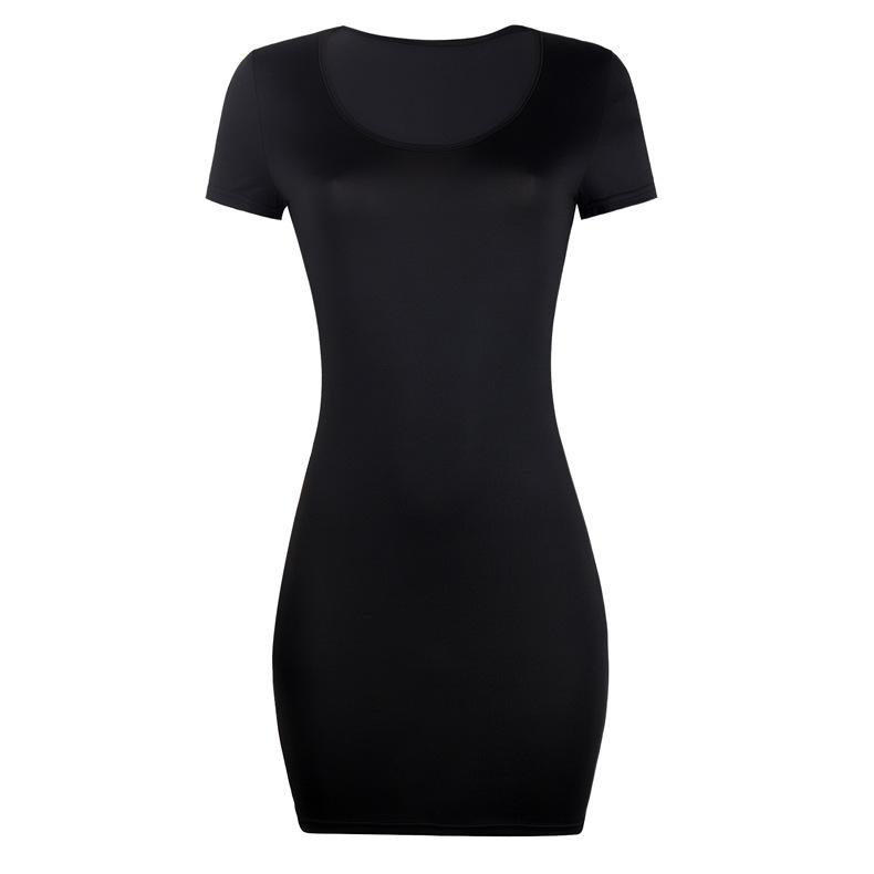 BITCED Sexy Wrap Hip Solid Colour Short Sleeve Dresses for Women