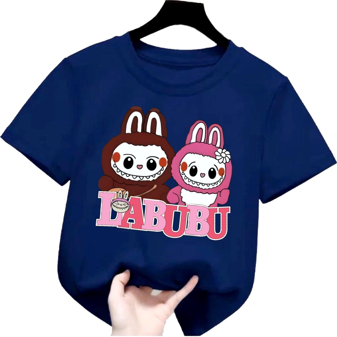 

Новая детская футболка Labubu Милый рисунок LABUBU Девочка Круглый вырез Короткий рукав Повседневная Универсальная одежда 100