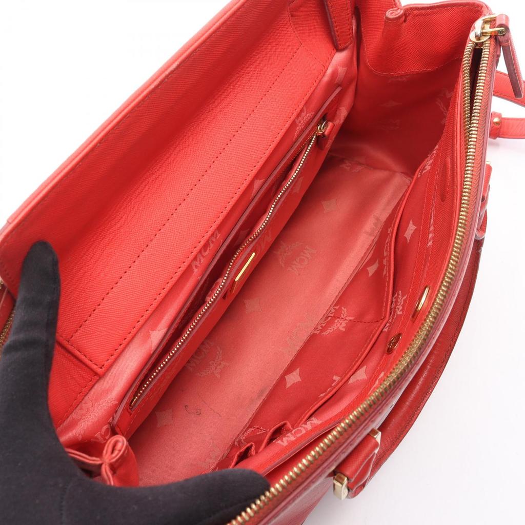 Used MCM Tote Bag Leather Red Used Women