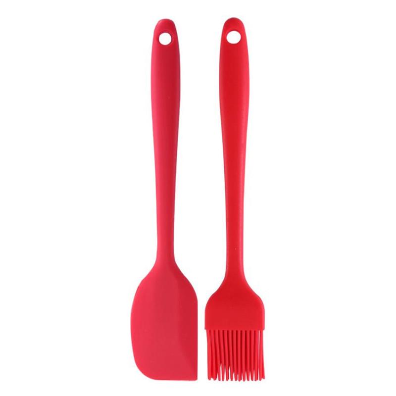 2PC/Set Silicone Basting Oil Brush Cream Butter Mixer Cake Spatula Pastry Scraper Kitchen Utensils Cooking Baking Tools