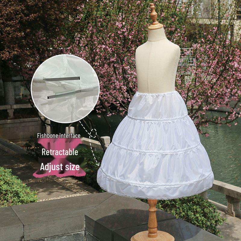 Children's Puffy Princess Petticoat Dress with Adjustable Fishbone and Inner Lining, Perfect for Birthdays and Flower Girl Occasions.