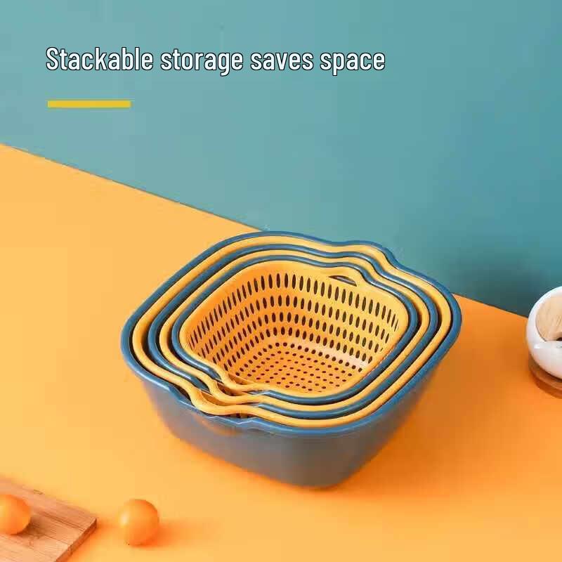 Xiao Hua Xian 6-Piece Double-Layer Kitchen Draining Basket Set