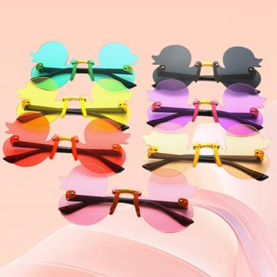 Gafas de Sol Infantiles con Forma de Pato de Dibujos Animados Protección UV400 Montura de Colores Sin Montura Gafas Decorativas de Moda para Fiesta para Niños