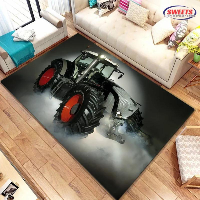 Large Machinery Tractor Series Pattern Large Carpet for Home Living Room Kids Bedroom,Sofa Doormat Floor Rug Anti-slip Decor Mat