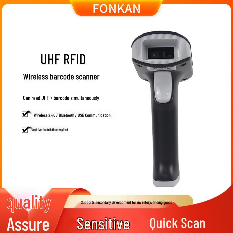 Ultra-High Frequency Bluetooth RFID Scanner: One-Dimensional Barcode and UHF Tag Handheld Scanning Gun UHF Barcode Scanner Gun W11