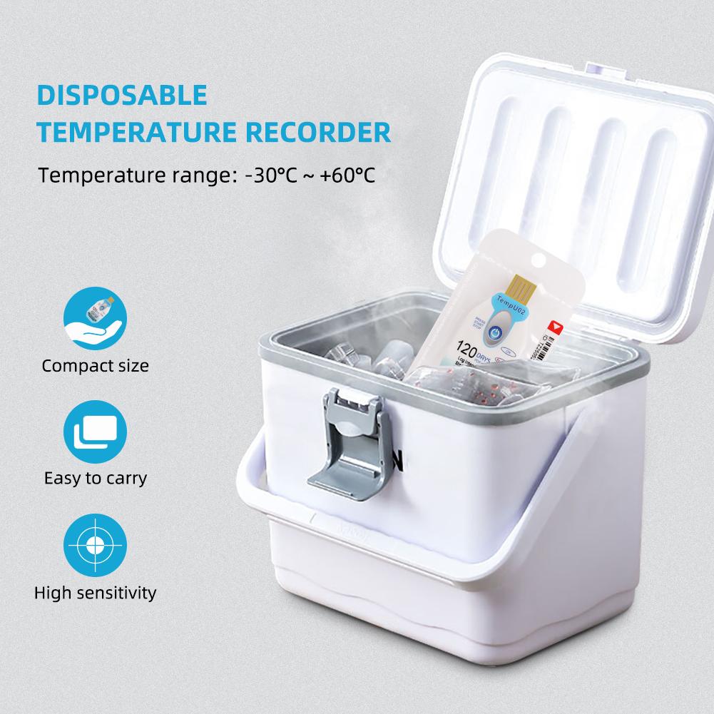 USB Disposable Temperature Data Logger 120/180 Days Recording PDF Report Over Temperature Alarm Cold Chain Monitoring