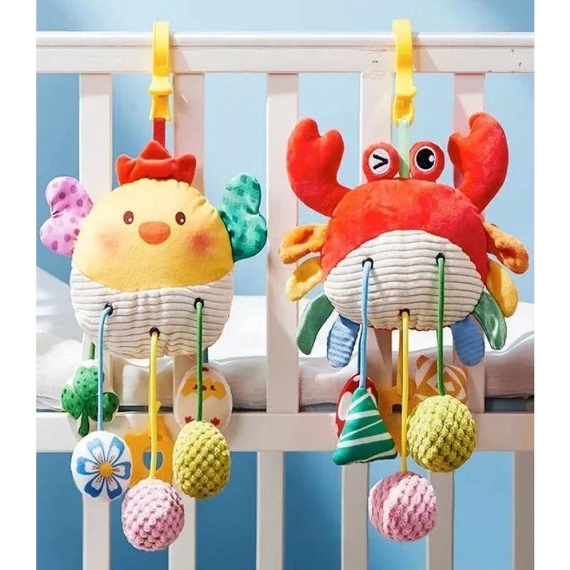 New Baby Bed Hanging Drawstring Toy Newborn Baby Stroller Toy Cute Animal Educational Toys Hand Grip Plush Bebe Fun Bedtime Toys