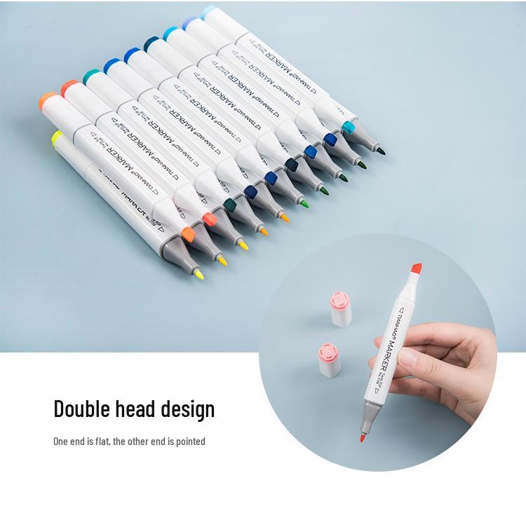 Double-Ended Marker Pen Set: 36/48 Colors, Oil & Alcohol-Based Ink for Hand-Painting.