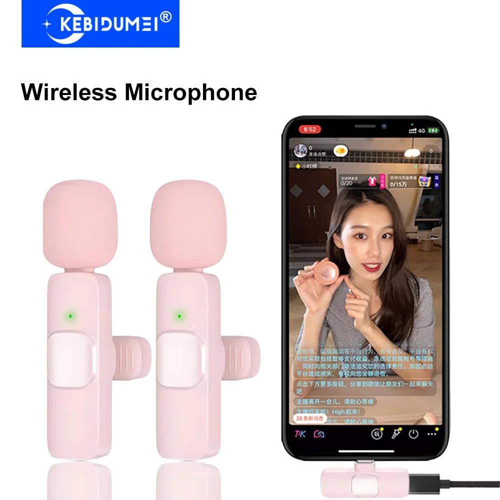 2.4G Lavalier Microphone Mini Wireless Microphone Audio Video Recording Mic for iPhone Android Phone for Live Broadcast Game