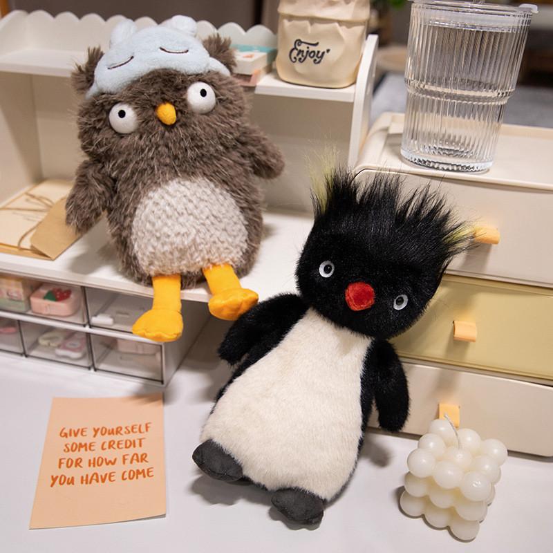 Adorable 25cm Plush Owl With Eye Mask And Fluffy Penguin Soft Toy For Girlfriend Birthday Gift