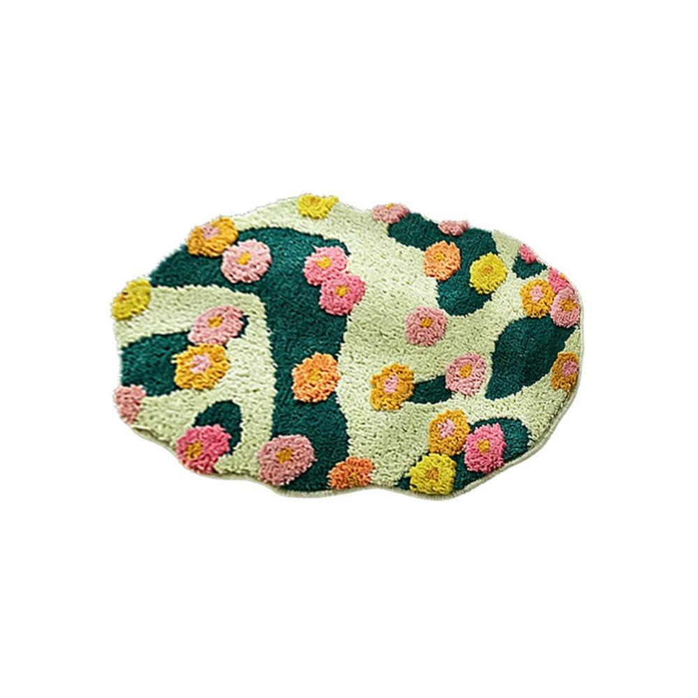 Thickened Moss Rug Absorbent Bedside Small Carpet Flower Pattern Bathroom Mat Bedroom