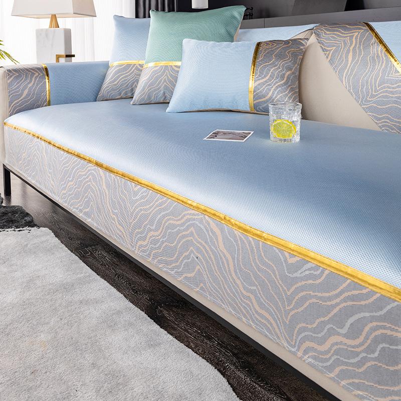 Sommer Eisseide Sofakissen Rutschfeste Matte Sitzkissen Neue leichte Luxus Einfache Leder Sofabezug Bezug Stoff Handtuch