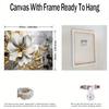 Framed - Modern Retro Gold Flower Canvas Poster - Gold Flower Printing Multiple Scene Display Framed Canvas Poster Decorative Wall Art