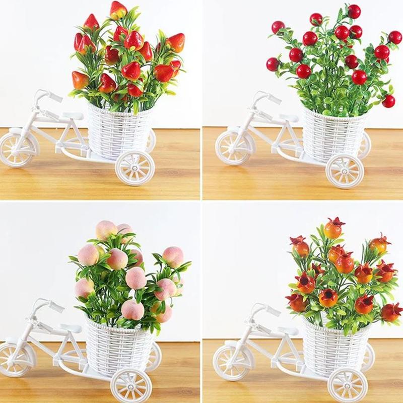 Simulation Flower Decorations Rattan Flower Basket Tricycle Bicycle Model Home Garden Wedding Party Decoration Romantic And Cute