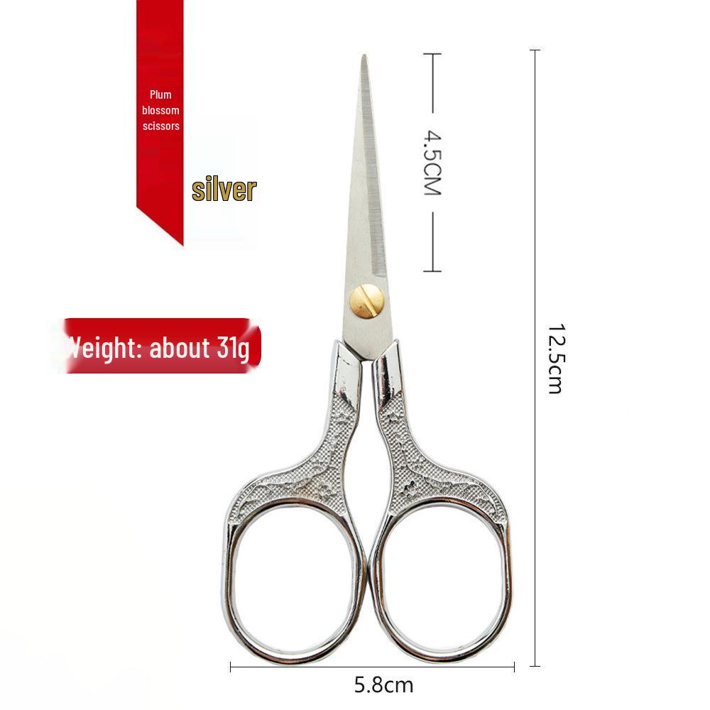 Retro Plum Blossom Embroidery Scissors – Alloy Stainless Steel for Cross Stitch and Handmade Crafts