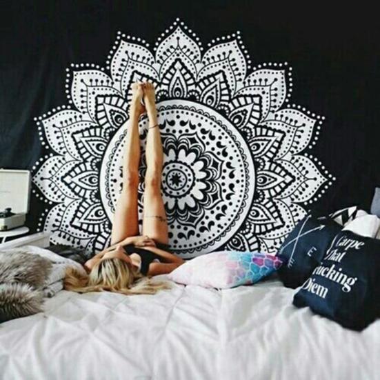 Mandala Flower Print Wall Hanging Tapestry Carpet Mat Home Living Room Decor