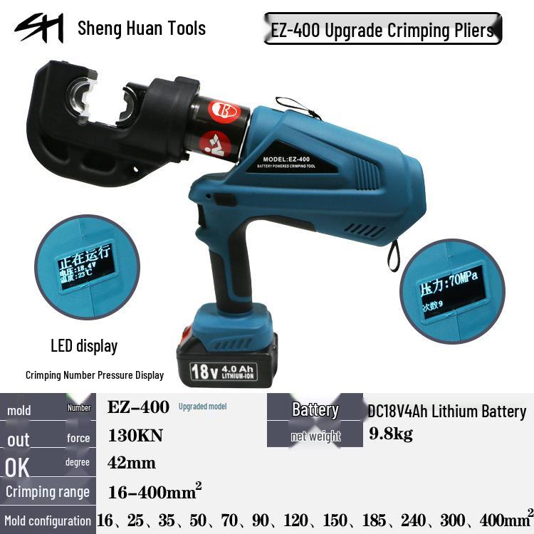 EZ-400 Rechargeable Hydraulic Electric Wire Crimping Tool and Cutter for 300 to H-type Connectors