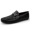 Men's Snake Print Slip-on Loafers: Genuine Leather Cowhide Driving Shoes