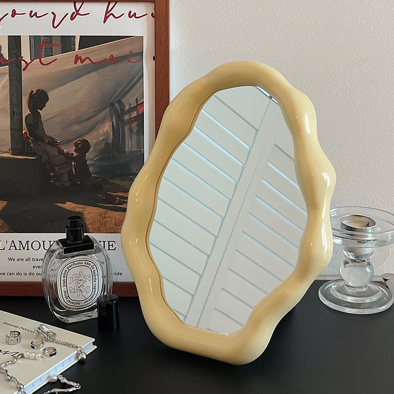 Cream Style Makeup Mirror Series Irregular Decoration Cloud Makeup Mirror Desktop Stand Desktop Home Makeup Mirror