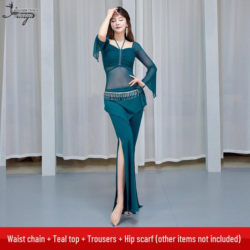 Belly Dance 2025 Women's Long Pants Set - Sexy Spring/Summer Oriental Dance Practice & Performance Costume for Beginners