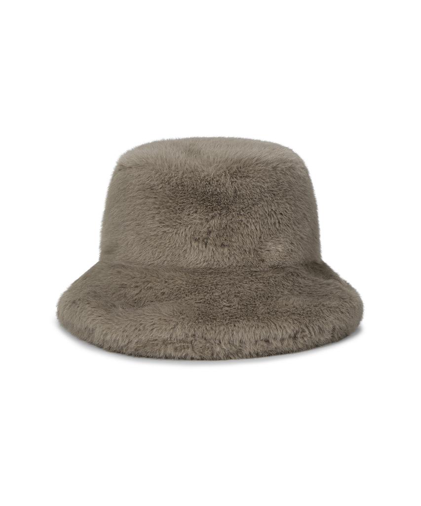 Bajal Va Long Label Fur Bucket Hat Beige