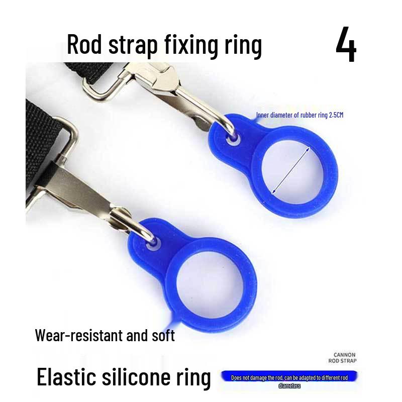Cannon Rod Strap: Traditional Long Fishing Rod – New Model, Labor-Saving, Thickened with Silicone Ring and Shoulder Strap