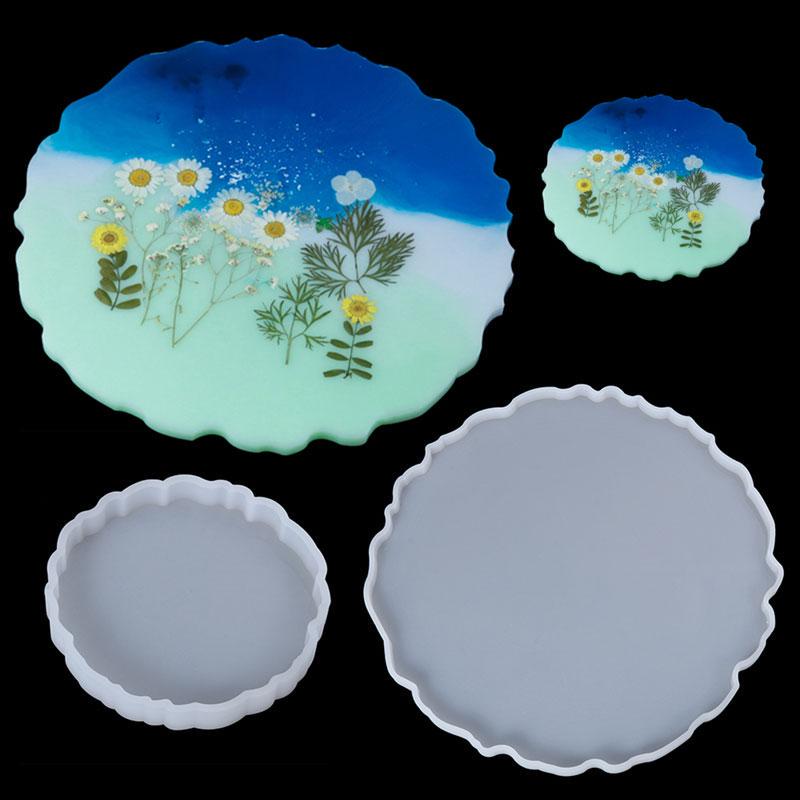 Tea Tray Coaster Silicone Mold Resin Agate Round Flower Mold DIY Mould