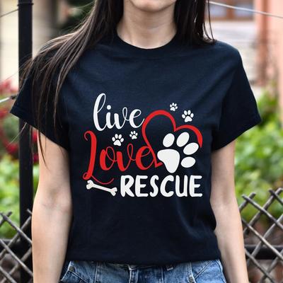 Leef hou van red - hond adoptie Unisex t-shirt cadeau zwart marine donker heide