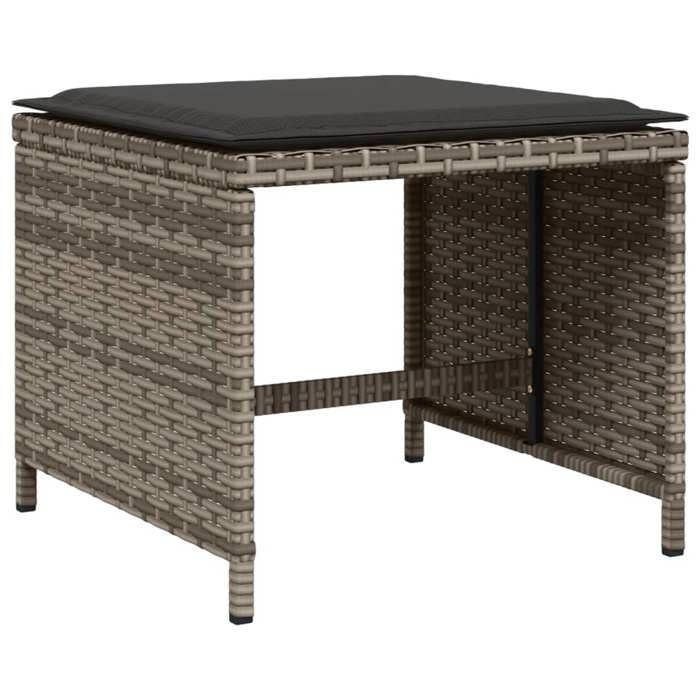 VidaXL 15-piece Garden Dining Set Grey Cushions Braided Resin 3278119