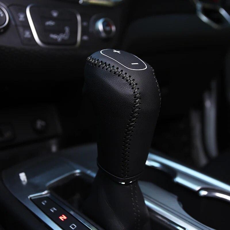 My Good Car Black Leather Car Gear Head Shift Knob Protection Cover Case For Chevrolet ChevyEquinox 2016-18 Accessories