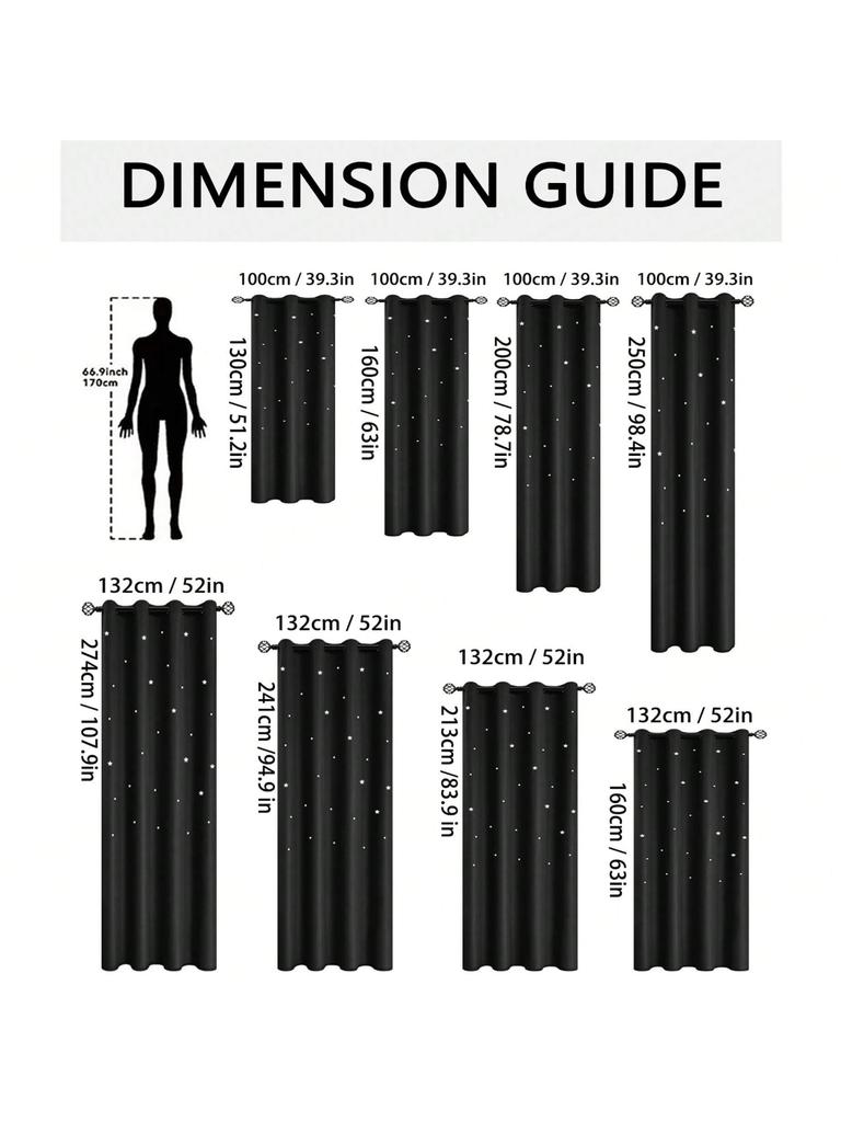 1pc Romantic Hollow Star Blackout Drape Panels, Full Light Blocking Textured Window Curtains for Bedroom, Living Room