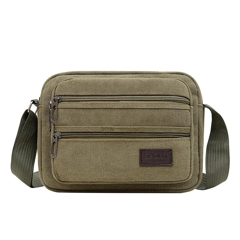 WTEMPO Retro Simple Couple Canvas Commuting Bags Casual Versatile Multi-layered Crossbody Bags Wear-resistant Zipper Single-shoulder Bags