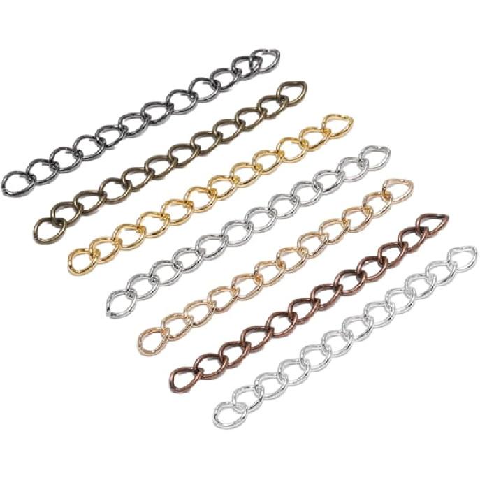 

100pieces Tail Extension Chain for Jewelry Making, Detachable Stainless Steel Extension Tail for Necklace Jewelry Making/Anklet/Bracelet 2.75 (mixed colors)